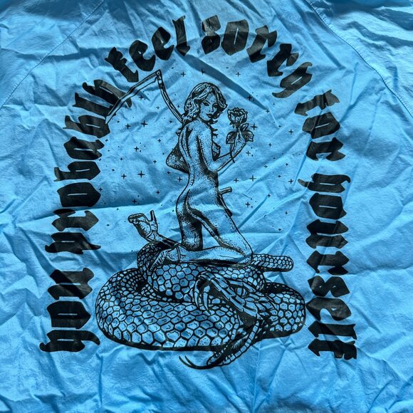 BROKEN PROMISES Light Blue Crop top Windbreaker - Picture 1 of 7